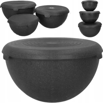 Mísy misky plastové kuchyňské 3 KUSY s víkem 1,5L 3L 6L černé