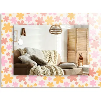 Zrcadlo Zrcadlo s potiskem do koupelny, kuchyně, předsíně - Květinový vzor 80x60 cm