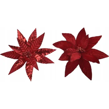 Vánoční dekorace Vánoční hvězda hlavička lesk matný červená