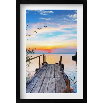 Obraz Obraz v rámu na zeď do obýváku Plachetnice na jezeře 40x60 cm