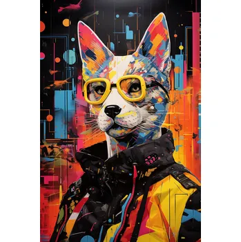 Plakát Plakát Kočka v městském stylu bez rámu 61 x 91,5 cm