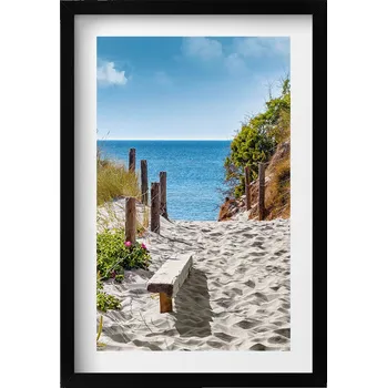 Obraz Dekorativní nástěnný obraz v rámu Písčitá cesta na pláž a moře 40x60 cm