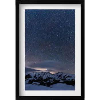 Obraz Dekorativní obraz v rámu na zeď Hvězdy v noci na obloze v horách 40x60 cm