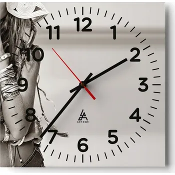 Hodiny Nástěnné hodiny do obýváku 40x40 Žena Bezhluké hodiny na skle Tiché