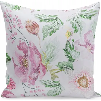 Polštář DEKORAČNÍ POVLEČENÍ NA POLŠTÁŘ 45x45 KVĚTINY MĚKKÉ PŘÍJEMNÉ