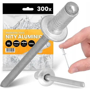 Nýt 300x TRHACÍ NÝTY 4x10 mm HLINÍKOVÉ Ocelové Pozinkované NEREZOVÉ Nýt