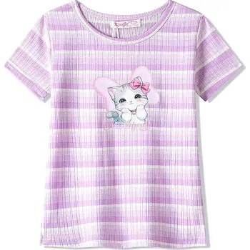 Dívčí tričko DÍVČÍ TRIČKO S KOČKOU BC2396 VELIKOSTI 98-128 Velikost: 98, Barva: Fialková