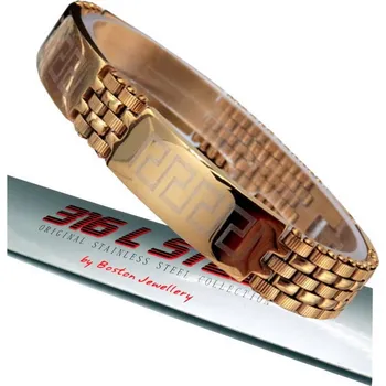 Náramek MÓDNÍ PÁNSKÝ ZLATÝ NÁRAMEK, CHIRURGICKÁ OCEL 316