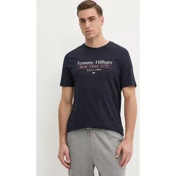 Pánské tričko Bavlněné tričko Tommy Hilfiger tmavomodrá barva, s potiskem, MW0MW38621 59X, vel. S