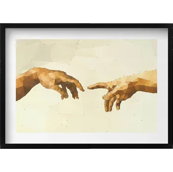 Obraz Ozdobný nástěnný obraz v černém rámu s grafikou Stvoření Adama 70x50 cm