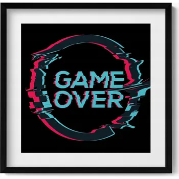 Obraz Dekorativní nástěnný obraz v černém rámu Nápis Game Over pro hráče 50x50 cm
