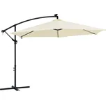 Zahradní slunečník s LED osvětlením, boční nohou a klikou Ø 300 cm | béžový