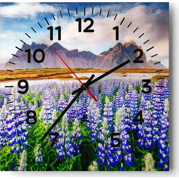 Hodiny Nástěnné hodiny do obýváku 40x40 Krajina Bezhluczne Skleněné hodiny Tiché