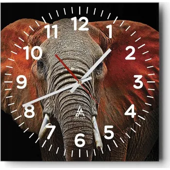 Hodiny Kuchyňské nástěnné hodiny 30x30 Slon Skleněné hodiny do obýváku Moderní Tiché