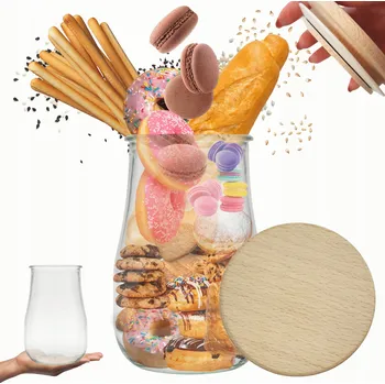 Sklenice Zavařovací Sklenice Weck 1,75l láhev TULIP žáruvzdorná dřevěné víko 1 Ks láhev