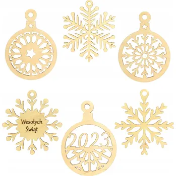 Vánoční dekorace VÁNOČNÍ DŘEVĚNÉ VÁNOČNÍ BAŇKY NA STROMEČEK 12 KS