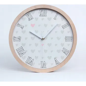 Hodiny Dřevěné nástěnné hodiny cihlová zeď průměr 25 cm