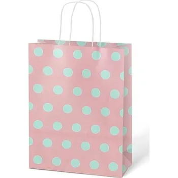 Dárková taška Papírová dárková taška růžová s bílým puntíkem m5251325.6