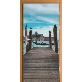 Fototapeta SAMOLEPKA NA DVEŘE NA ZEĎ Most Benátky Itálie gondola