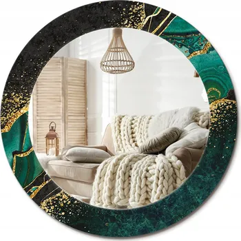 Zrcadlo Prémiové Zrcadlo s dekorativním skleněným rámem s potiskem zeleň 60 cm