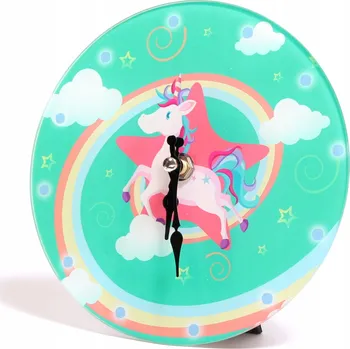 Hodiny SKLENĚNÉ HODINY Jednorožec Unicorn HODINY PRO DĚTI