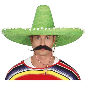 Klobouk MEXICKÉ SOMBRERO SLAMĚNÝ KLOBOUK ZELENÝ XL