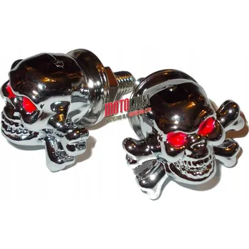 Držák SPZ ŠROUBY NA SPZ (SPZ) S MOTIVEM LEBKY, CHROMOVANÉ, TUNING