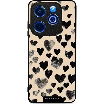Pouzdro na mobilní telefon Lesklý kryt Mobiwear Glossy - Infinix HOT 40i - GA51G Černá srdíčka (Prémiové lesklé pouzdro, obal, kryt Mobiwear Glossy na mobil Infinix HOT 40i - GA51G Černá srdíčka, materiál Plast + TPU silikon - krytí po všech stranách, neošoupatelný potisk, tenké)