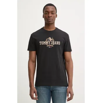 Pánské tričko Tričko Tommy Jeans černá barva, s aplikací, DM0DM20818 99X, vel. XL