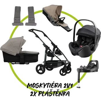 Kočárek TFK - Trends for Kids Akční set TFK Mono 4 frame - air chamber wheel + Hluboká korba kombi + sportovní sezení + 2x Pláštěnka + Moskytiéra 2v1 + adaptéry na autosedačku + autosedačka Britax Romer BabySafe PRO + isofix base
