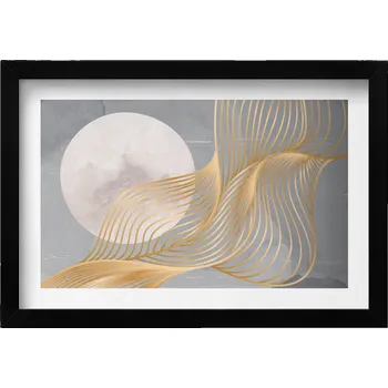 Obraz Obraz v černém rámu na zeď Abstraktní ilustrace měsíce 30x20 cm