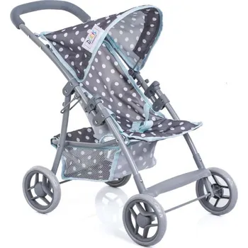 Kočárek pro panenku Doris Kočárek pro panenky sportovní 9304 šedý-zelené lemy