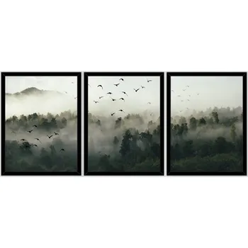 Obraz Obraz v černém rámu moderní plakáty LES MLHA