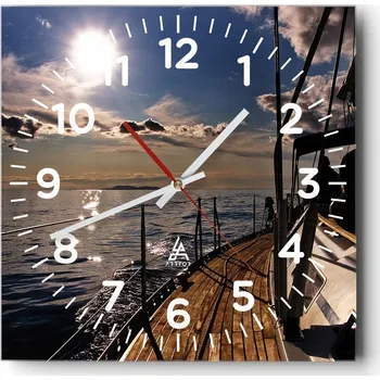 Hodiny Nástěnné hodiny do obýváku 40x40 Moře Voda Bezhluké Hodiny na skle Tiché