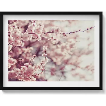 Obraz Závěsný obraz rámeček černé barvy Kvetoucí jarní květiny 80x60 cm