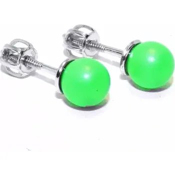 Náušnice Stříbrné náušnice Swarovski perla neon zelená - NŠ1183 (Stříbrné náušnice se Swarovski perlou 6 mm)