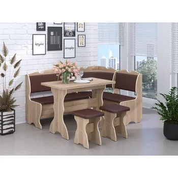 Max-i Rohová jídelní lavice ERLEND Zvolte barvu:: wenge, Materiál: koženka - bronz