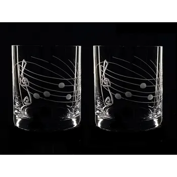 Sklenice Skleničky na whisky 2ks Barline 280ml, noty - ručně ryté (broušené) dárková krabička, dárek pro hudebníka