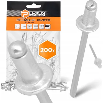 Nýt 200x Hliníkové TRHACÍ NÝTY 3,2x8 mm Pozinkované ODOLNÉ Stříbrné nýty 9T