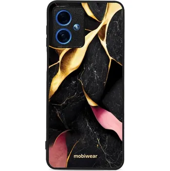 Pouzdro na mobilní telefon Lesklý kryt Mobiwear Glossy - Motorola Moto G54 5G - G021G Černý a zlatavý mramor (Prémiové lesklé pouzdro, obal, kryt Mobiwear Glossy na mobil Motorola Moto G54 5G - G021G Černý a zlatavý mramor, materiál Plast + TPU silikon - krytí po všech stranách,)