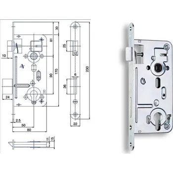 Nábytkové kování Zámek K102 P-L ZNbal.1.