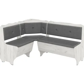 Vomaks unit, s.r.o. Rohová jídelní lavice JANSSEN Zvolte barvu:: dub kraft - bílý, Materiál: koženka - šedá