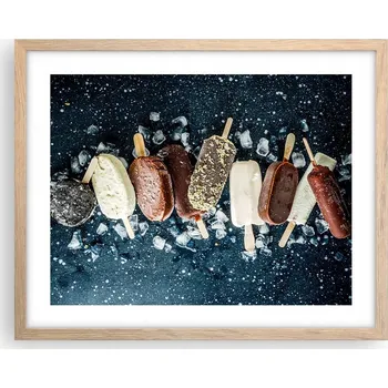 Obraz Obraz plakát v rámu světlý dub 50x40 zmrzlina foto plakáty do obýváku