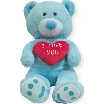 plyšák Plyšový medvídek jako dárek medvídek 70 cm modrý se srdíčkem Miluji tě