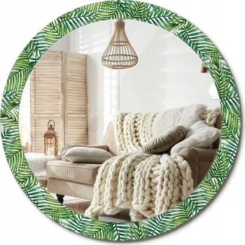 Zrcadlo Zrcadlo s ozdobným skleněným rámem Tropická palma o průměru 90 cm