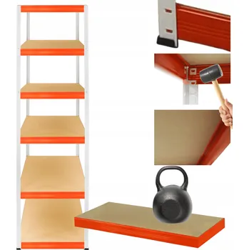 Dílenský regál Dílenský regál kovový stojan HELIOS 196x30x30cm 6 polic x 175kg SILNÝ POLSKÝ