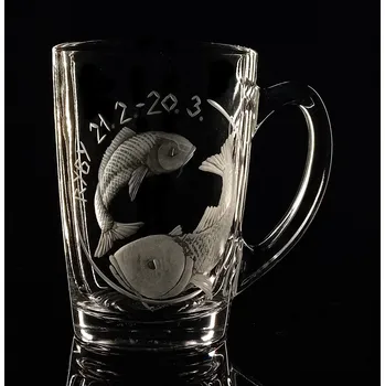 Hrneček 250ml znamení Ryby - ručně ryté (broušené) dárková krabička