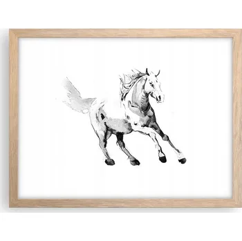Obraz Obraz plakát v rámu světlý dub do obýváku 40x30 kůň foto plakáty na zeď