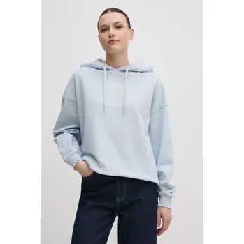 Dámská mikina Mikina Tommy Hilfiger dámská, modrá barva, s kapucí, s potiskem, WW0WW45523 05X, vel. S
