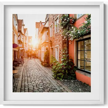 Obraz Dekorace obraz s grafikou v krásném rámu Italská ulice mezi budovami 50x50 cm